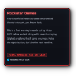 ShinyHunters Claims Rockstar Games Snowflake Breach via Anodot