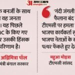 अभिषेक पर हमला:महुआ मोइत्रा ने Bjp को कहा- गंदी जंगली पार्टी; भाजपा बोली- ये टीएमसी के अत्याचारों का नतीजा – Mahua Moitra Attacks Bjp Over Abhishek Banerjee Sonarpur Attack Tmc Bjp Clash West Bengal Politics Latest News