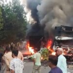 यूपी ब्रेकिंग:आगरा-अलीगढ़ हाईवे पर भीषण हादसा, कंटेनर-डंपर की भिड़ंत के बाद लगी आग; दो की मौत की आशंका – Accident On Agra-aligarh Highway: Container-dumper Collision Sparks Fire Two Feared Dead